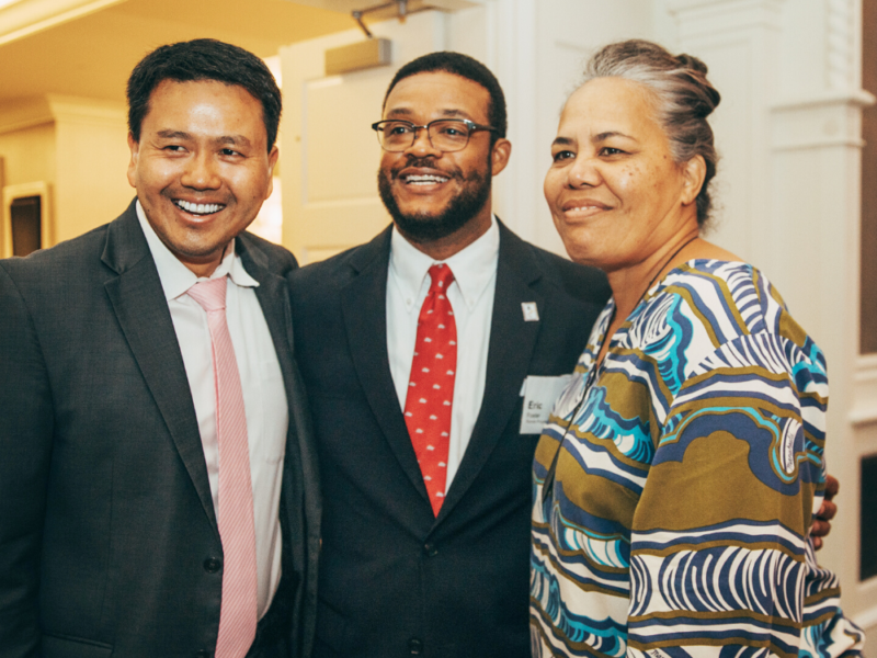 CQ Huynh and Eric Foster at the 2019 MDI Portfolio Summit, the inaugural WKKF Mission Driven Investment Portfolio Summit at the Westin Book Cadillac in Detroit, Michigan.