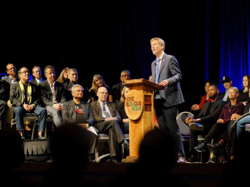 Mayor Tim Keller delivers a speech at the State of the City Address 2020 in Albuquerque.