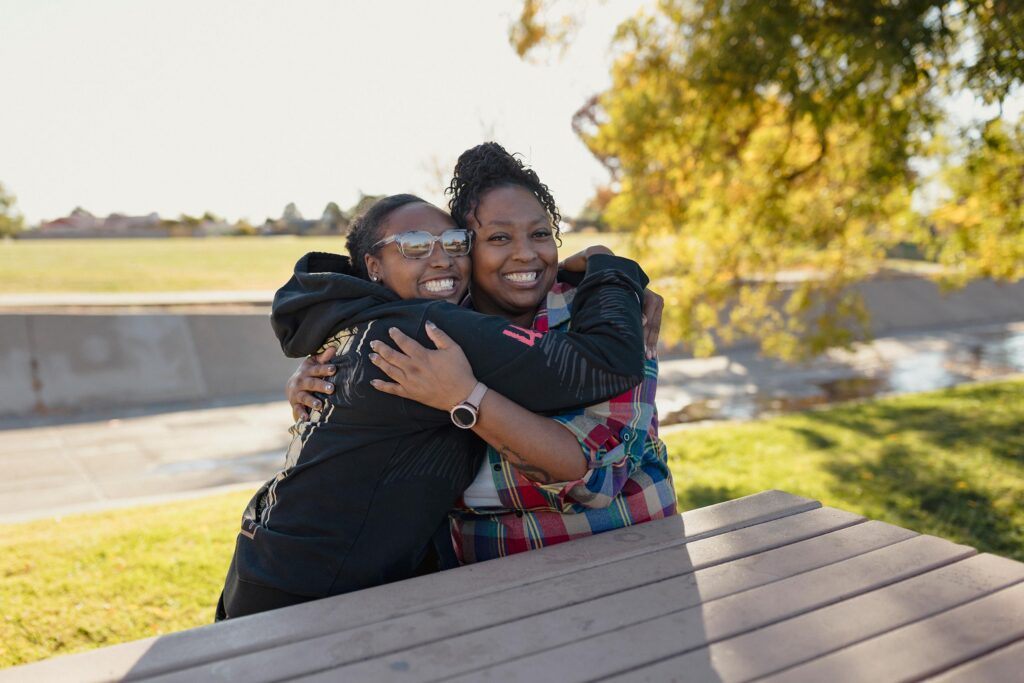 Kimareya Hubbard and her mother, Queva Hubbard. Through the BLC, Queva has advocated for systems change at the state level.